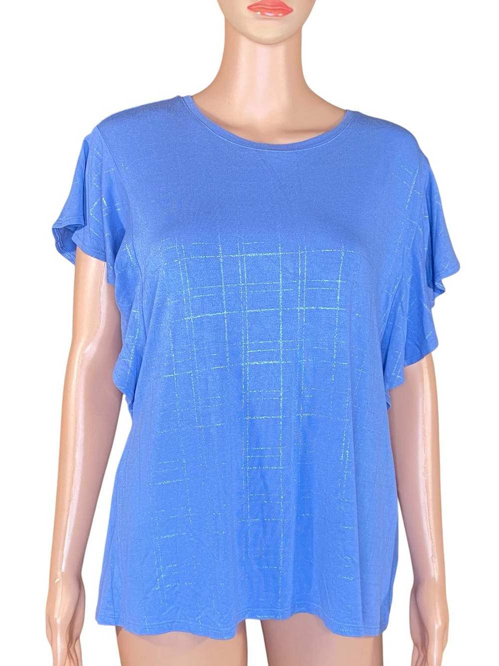 Apt. 9 Flutter Sleeve Knit Top Short Sleeve Rounded Neckline Flowy Silhouette Lg